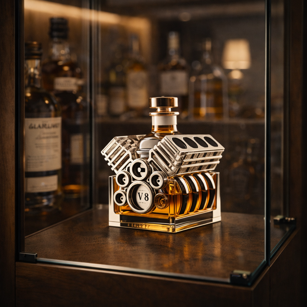 Garrafa de Whisky 'Motor' – A Elegância da Velocidade