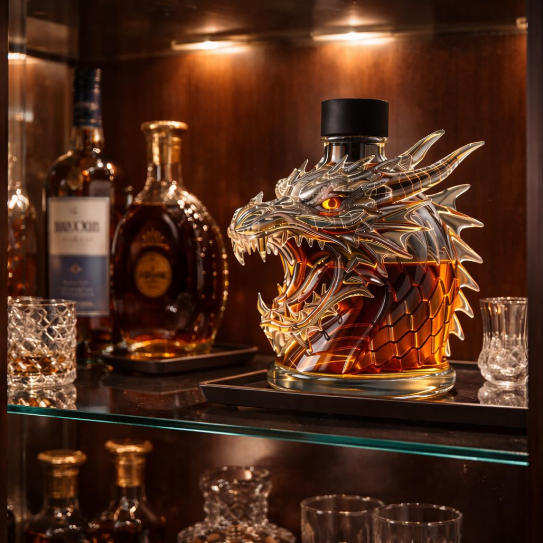 Garrafa de Whisky 'Dragão' – Design Cabeça de Dragão