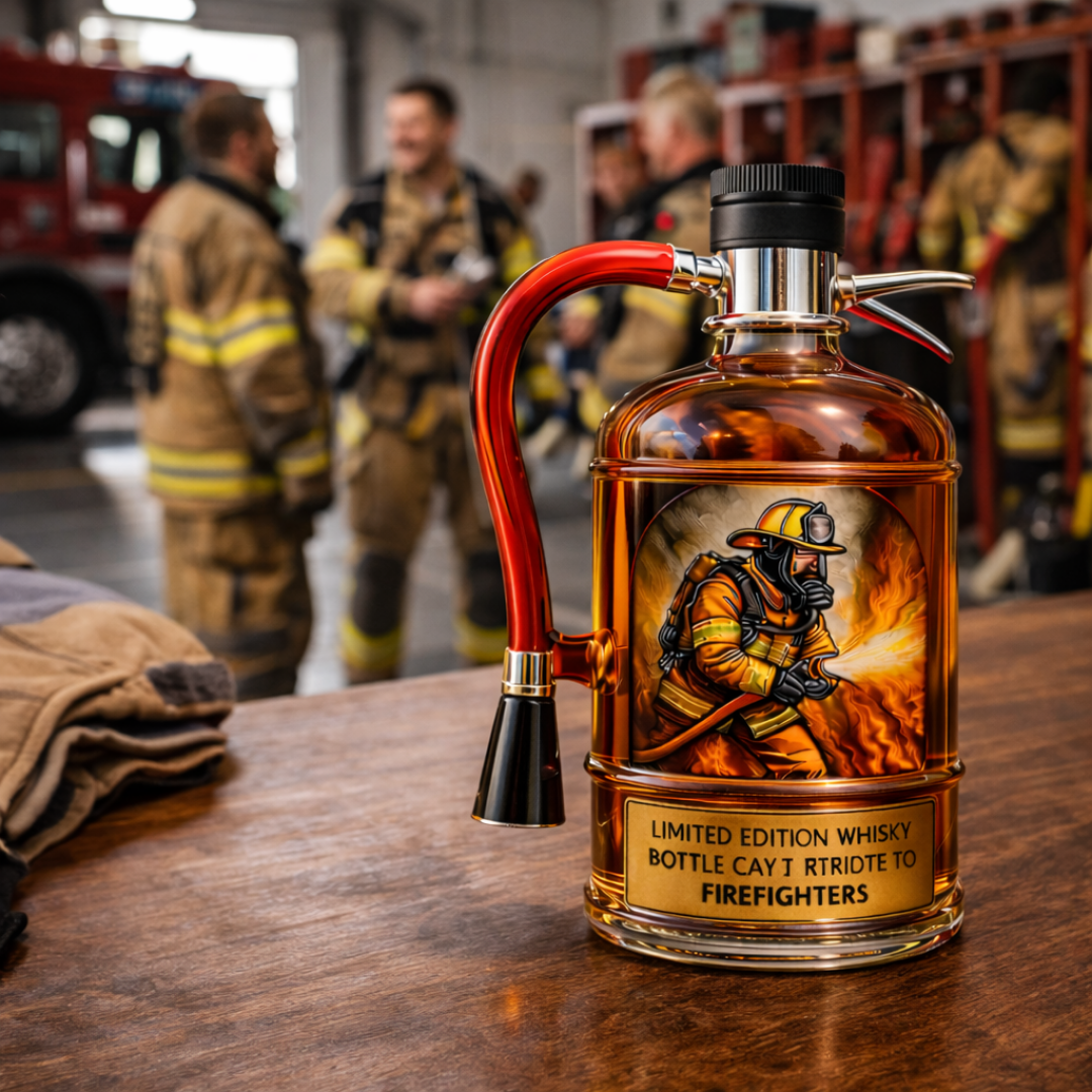 Garrafa de Whisky Decorativa – Design Extintor