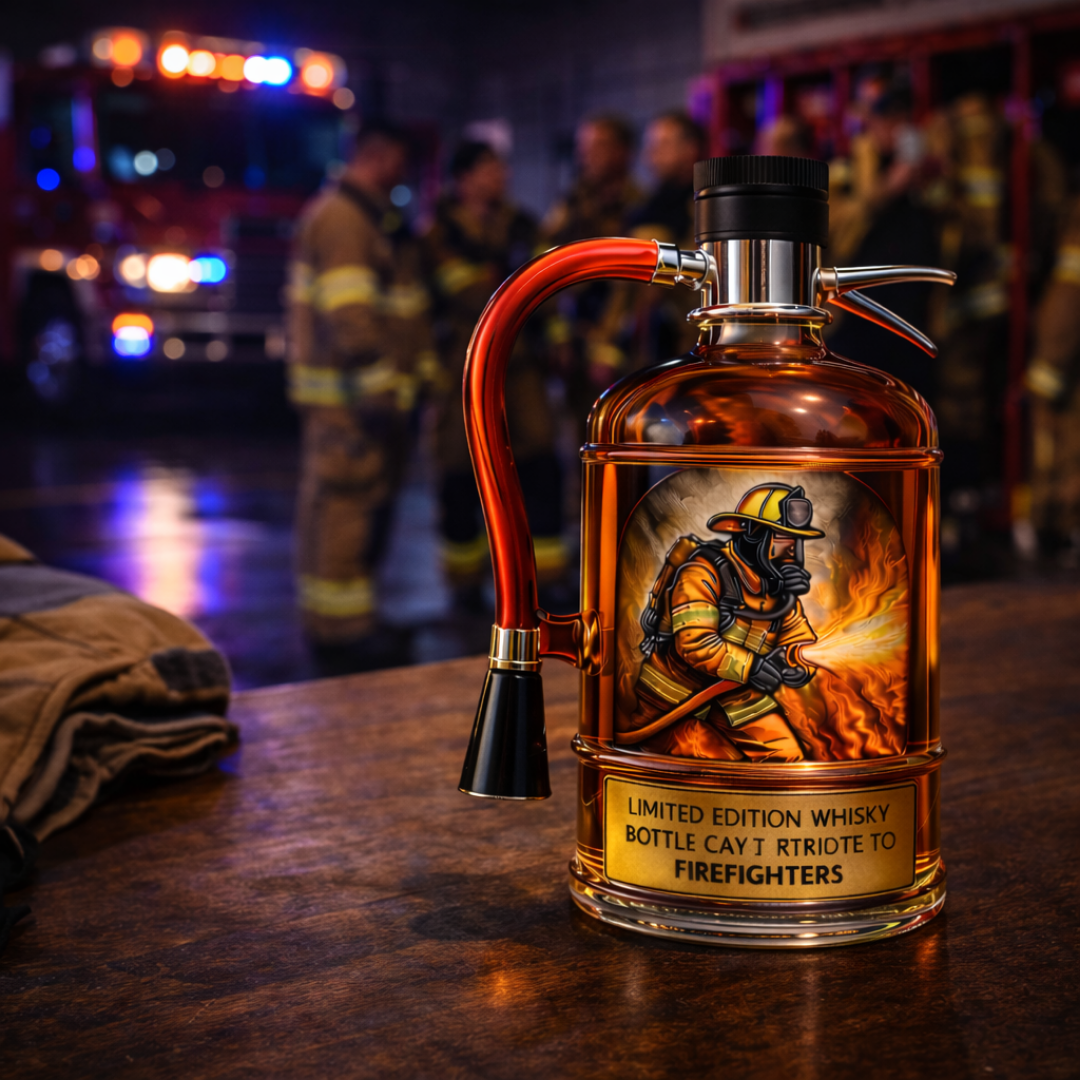 Garrafa de Whisky Decorativa – Design Extintor