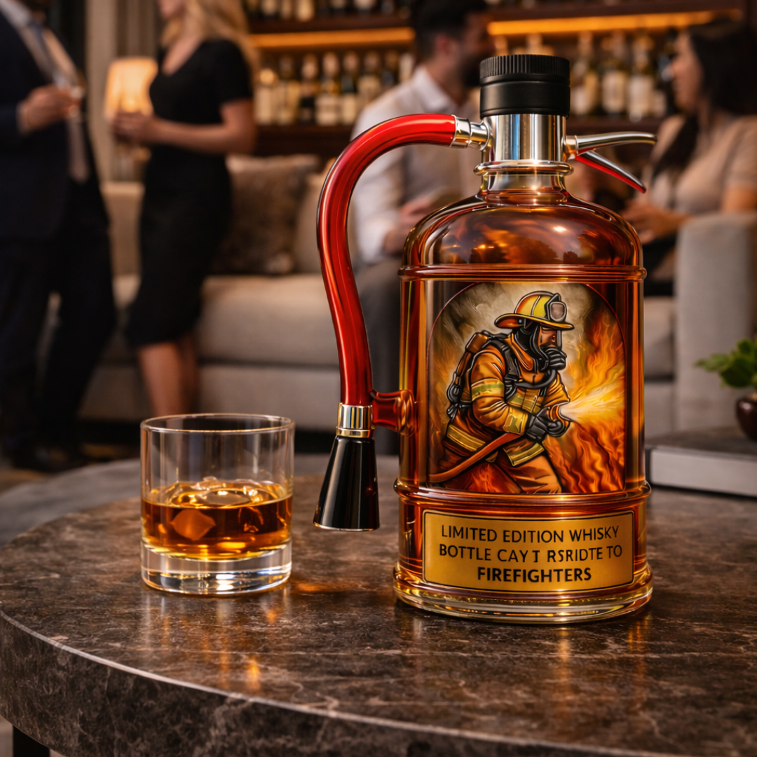 Garrafa de Whisky Decorativa – Design Extintor