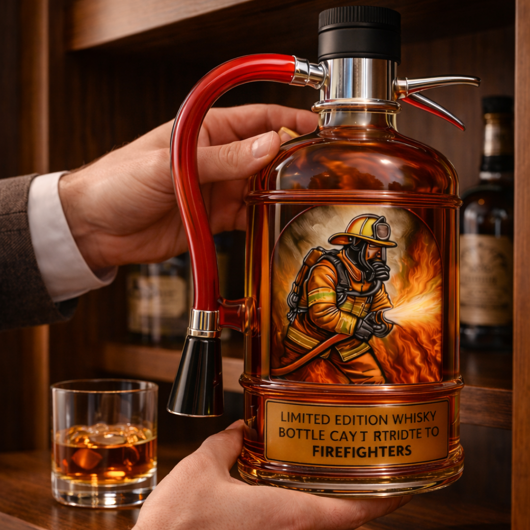 Garrafa de Whisky Decorativa – Design Extintor