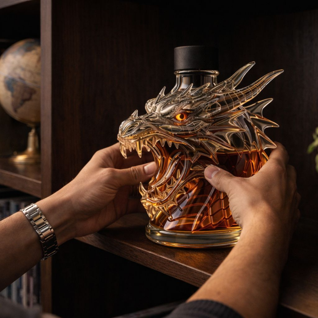 Garrafa de Whisky 'Dragão' – Design Cabeça de Dragão