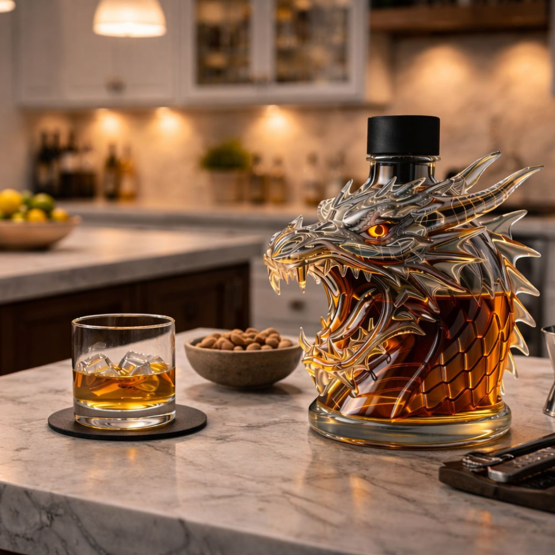 Garrafa de Whisky 'Dragão' – Design Cabeça de Dragão