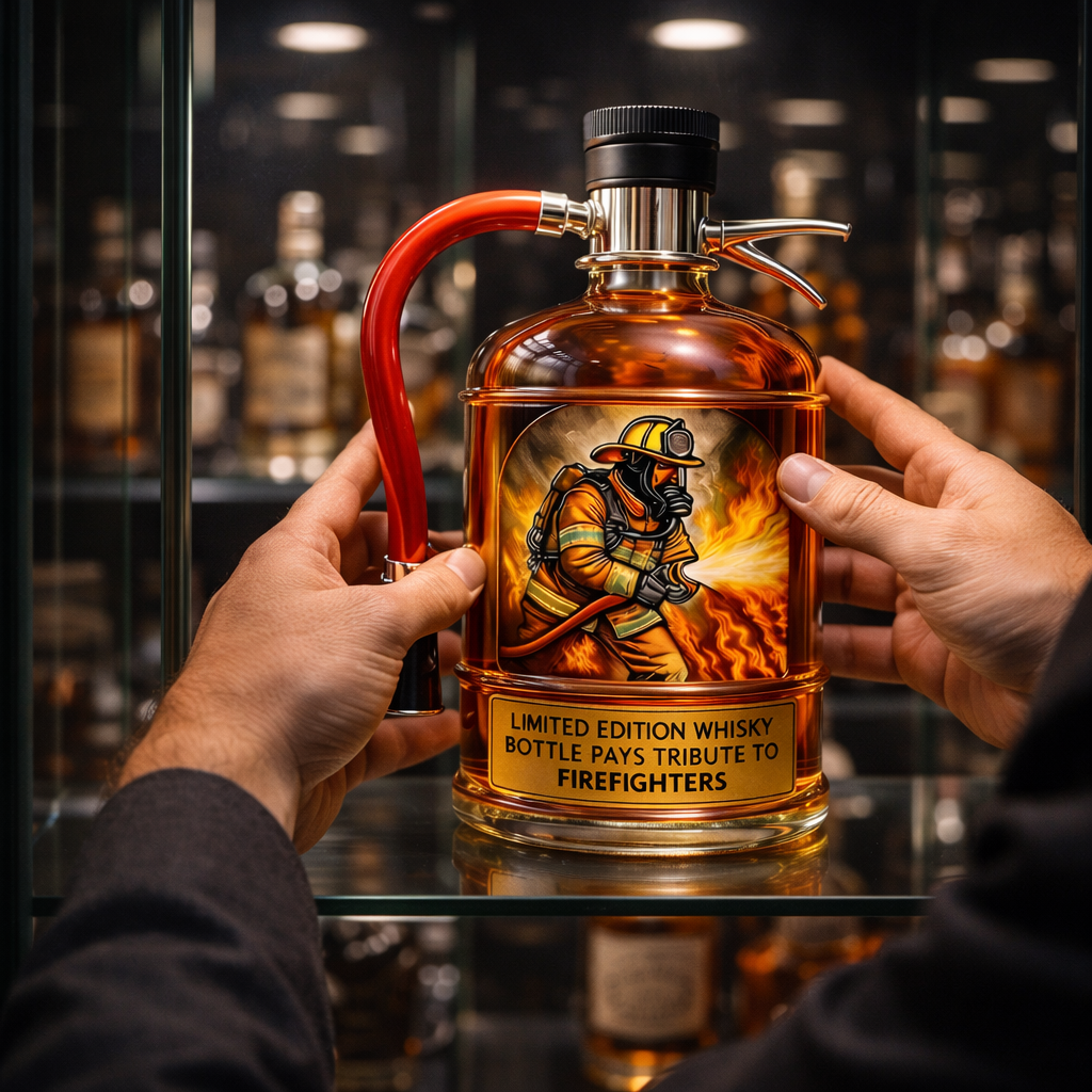 Garrafa de Whisky Decorativa – Design Extintor