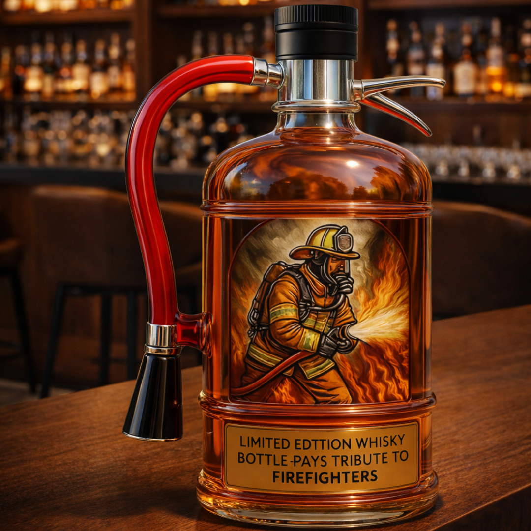 Garrafa de Whisky Decorativa – Design Extintor