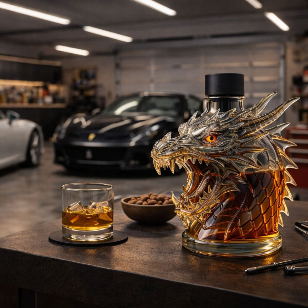 Garrafa de Whisky 'Dragão' – Design Cabeça de Dragão