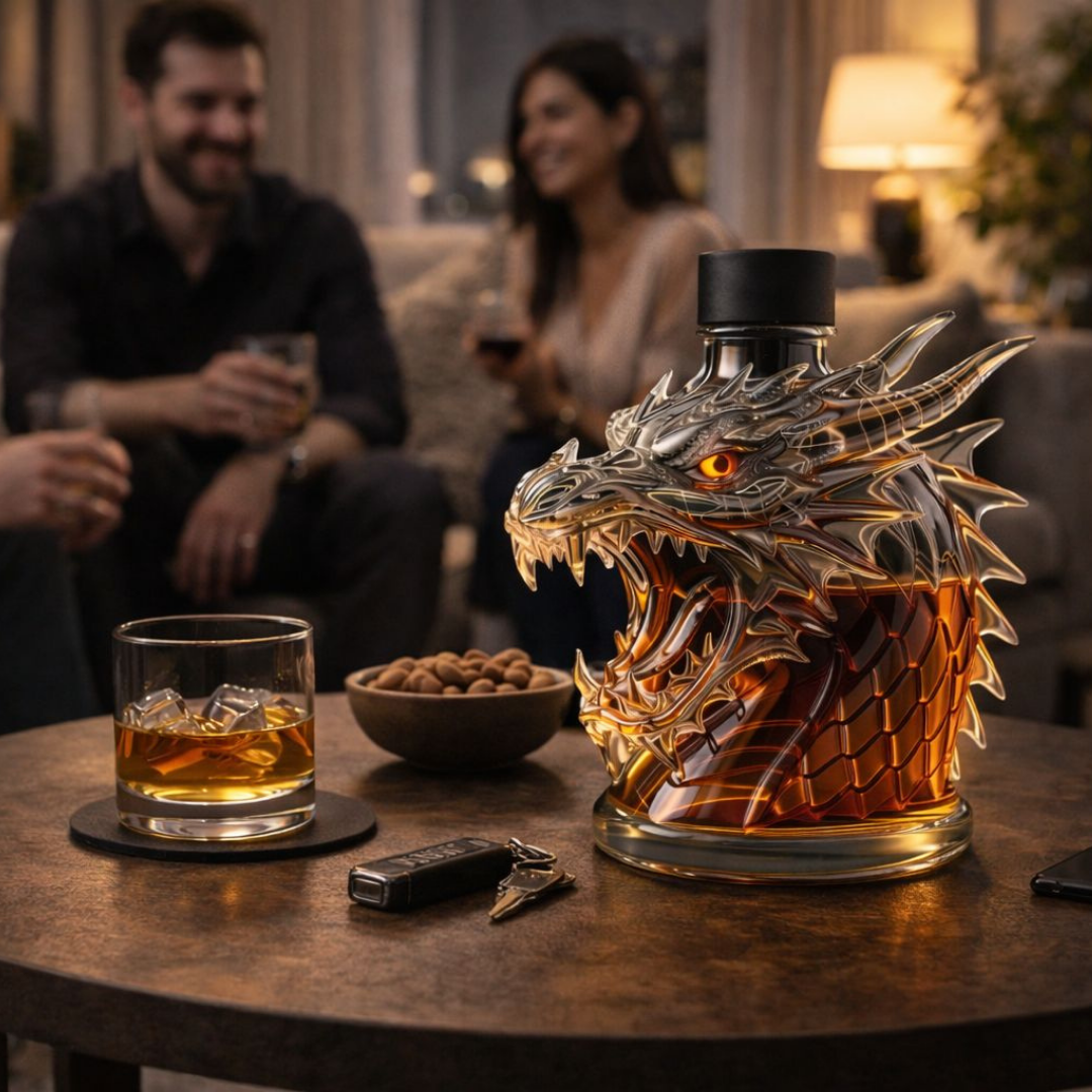 Garrafa de Whisky 'Dragão' – Design Cabeça de Dragão